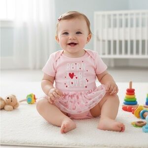 Nwt Way to Celebrate Baby Girls Tutu Bodysuit Born to be Loved Pink Sz 18 Months